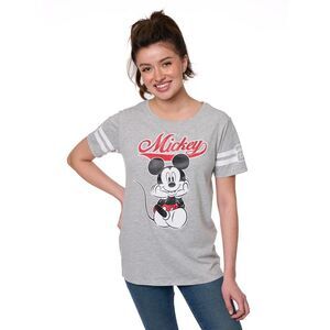 Disney Mickey Mouse Retro Varsity Stripe Tee - Women's Classic Graphic T-Shirt